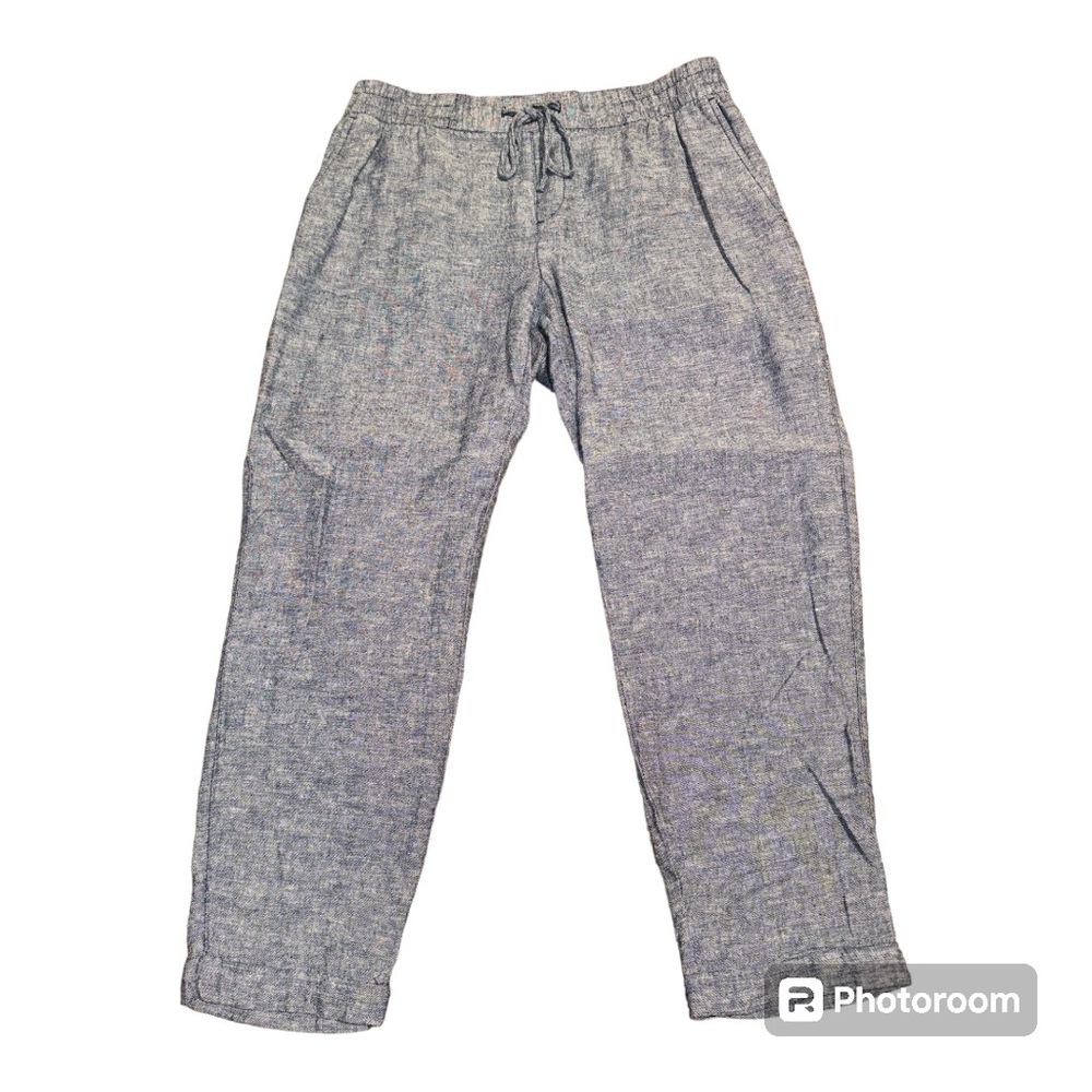 Old Navy Linen Blend Drawstring Pants Heather Blue Sz S